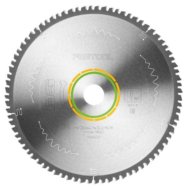 Festool Sågklinga WOOD FINE CUT HW 260x2,5x30 W80