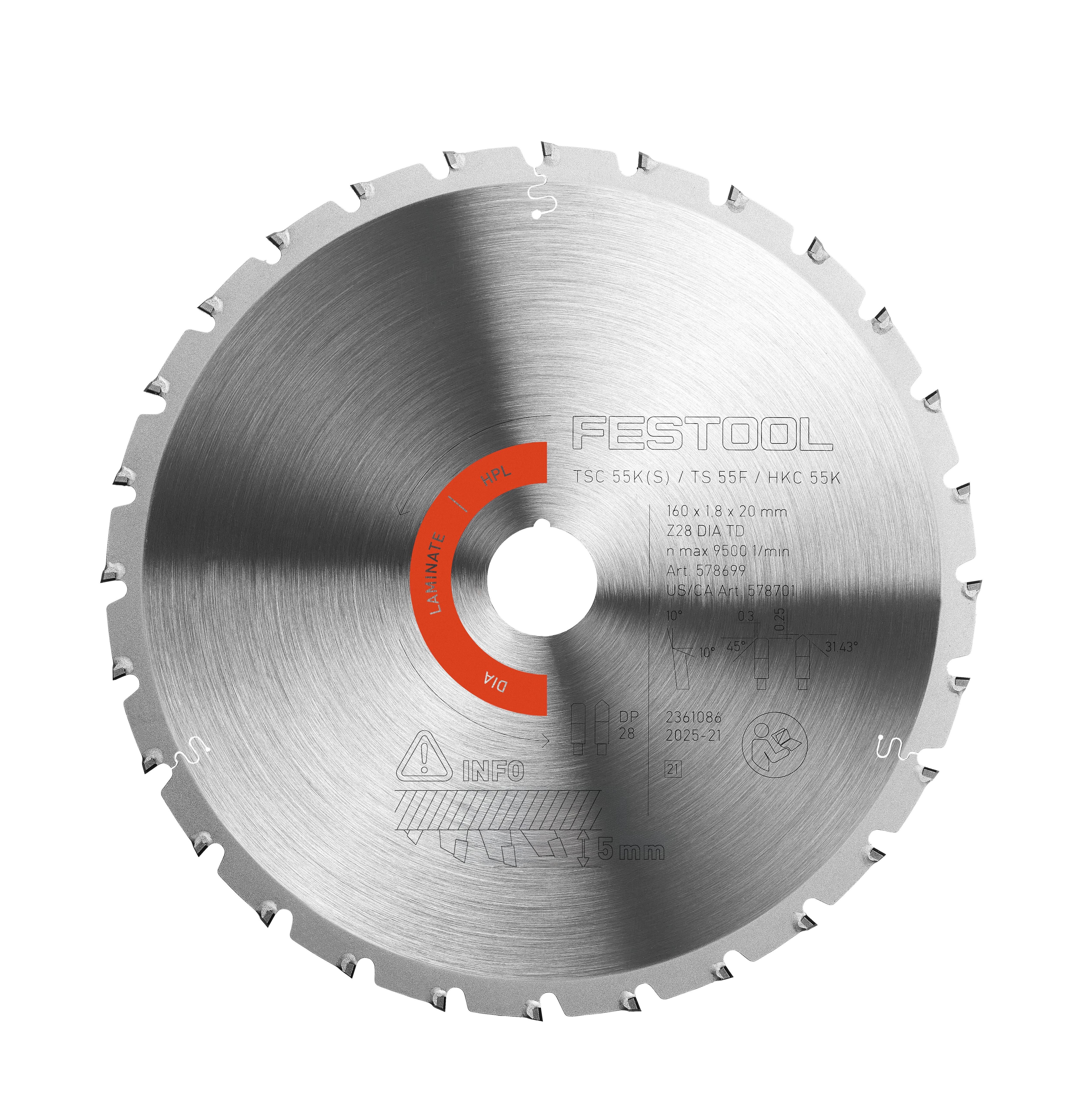 Festool Diamantsågklinga LAMINATE/HPL DIA 160x1,8x20 TD28