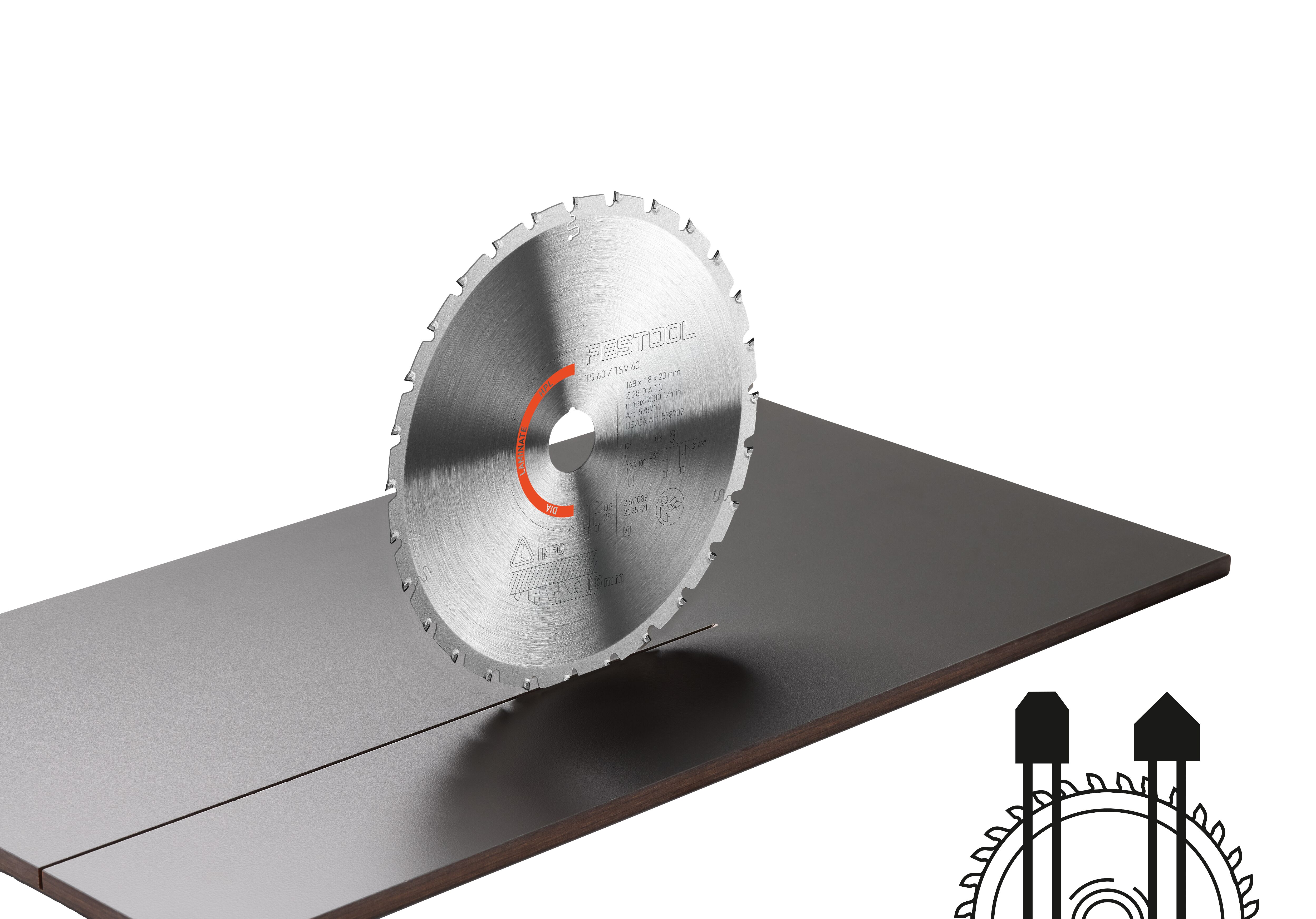 Festool Diamantsågklinga LAMINATE/HPL DIA 168x1,8x20 TD28 - 2