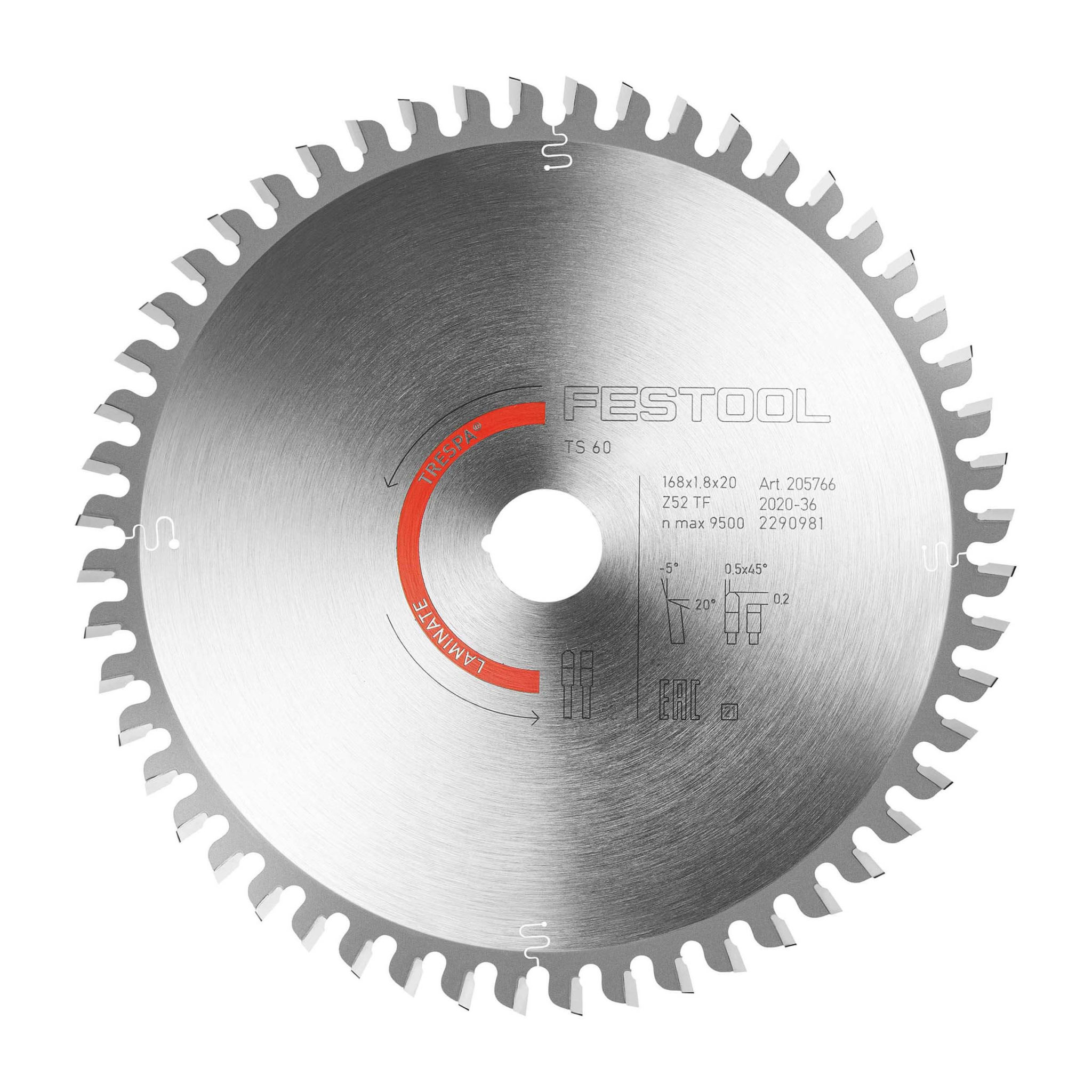 Festool Sågklinga LAMINATE/HPL HW 168x1,8x20 TF 52