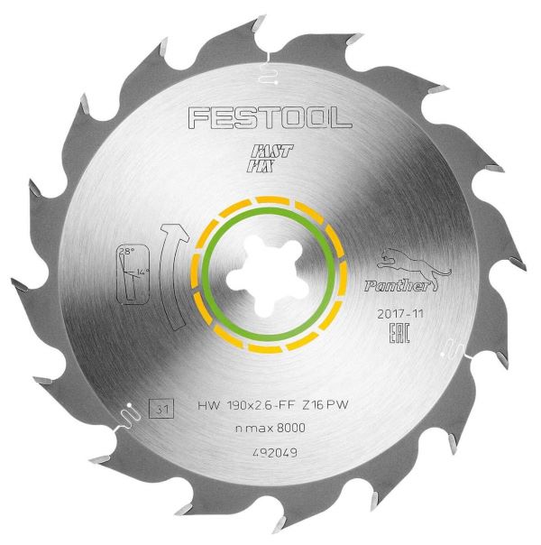 Festool Sågklinga WOOD RIP CUT HW 190x2,6 FF PW16