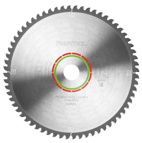 Festool Sågklinga LAMINATE/HPL HW 260x2,5x30 WZ/FA64